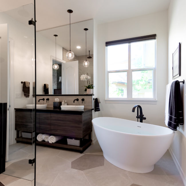 master bathroom remodel with freestanding tub